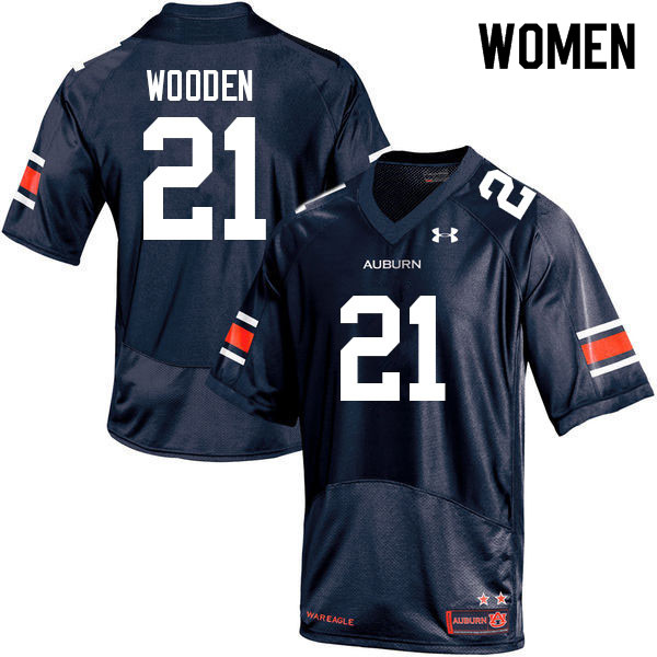 Women #21 Caleb Wooden Auburn Tigers College Football Jerseys Sale-Navy